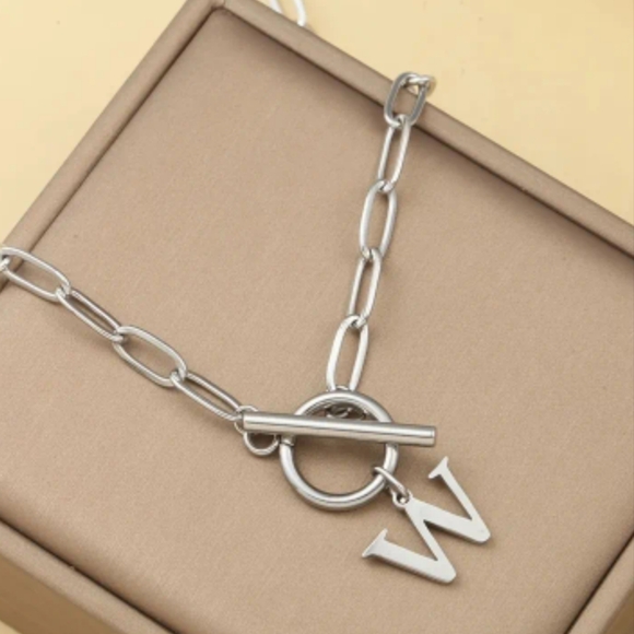 Jewelry - 18 KT Gold Over Titanium Necklace "W"